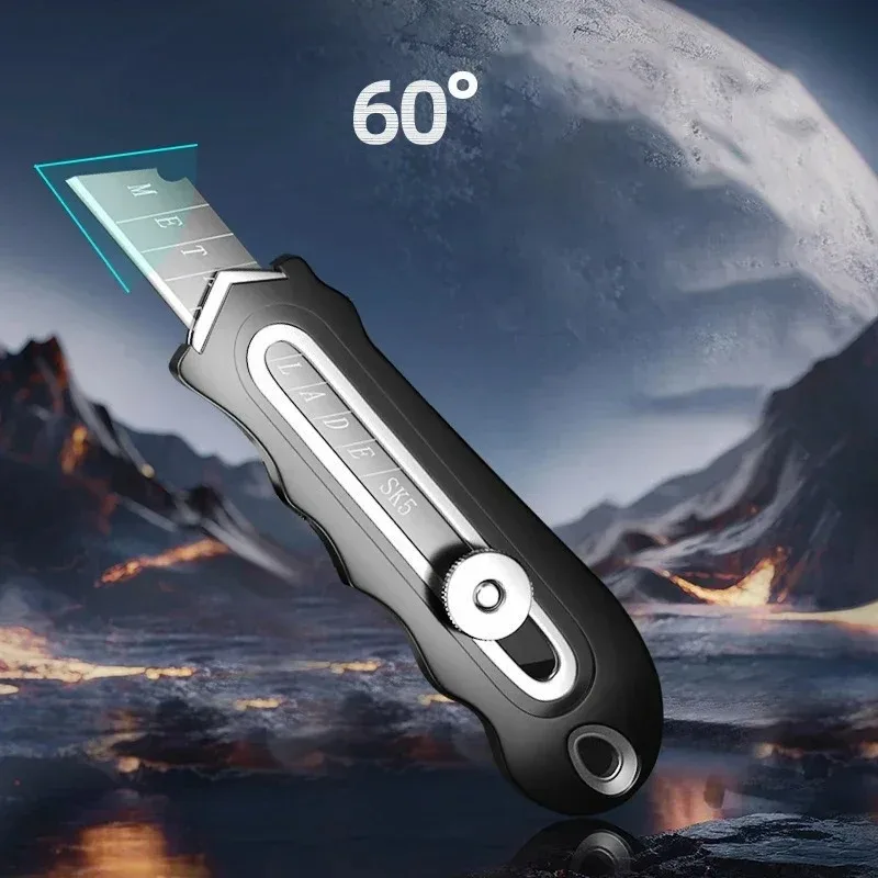 Stainless Steel Industrial Utility Knife with Replaceable High Carbon Steel Blade for Cutting Paper, Office Student Supplies