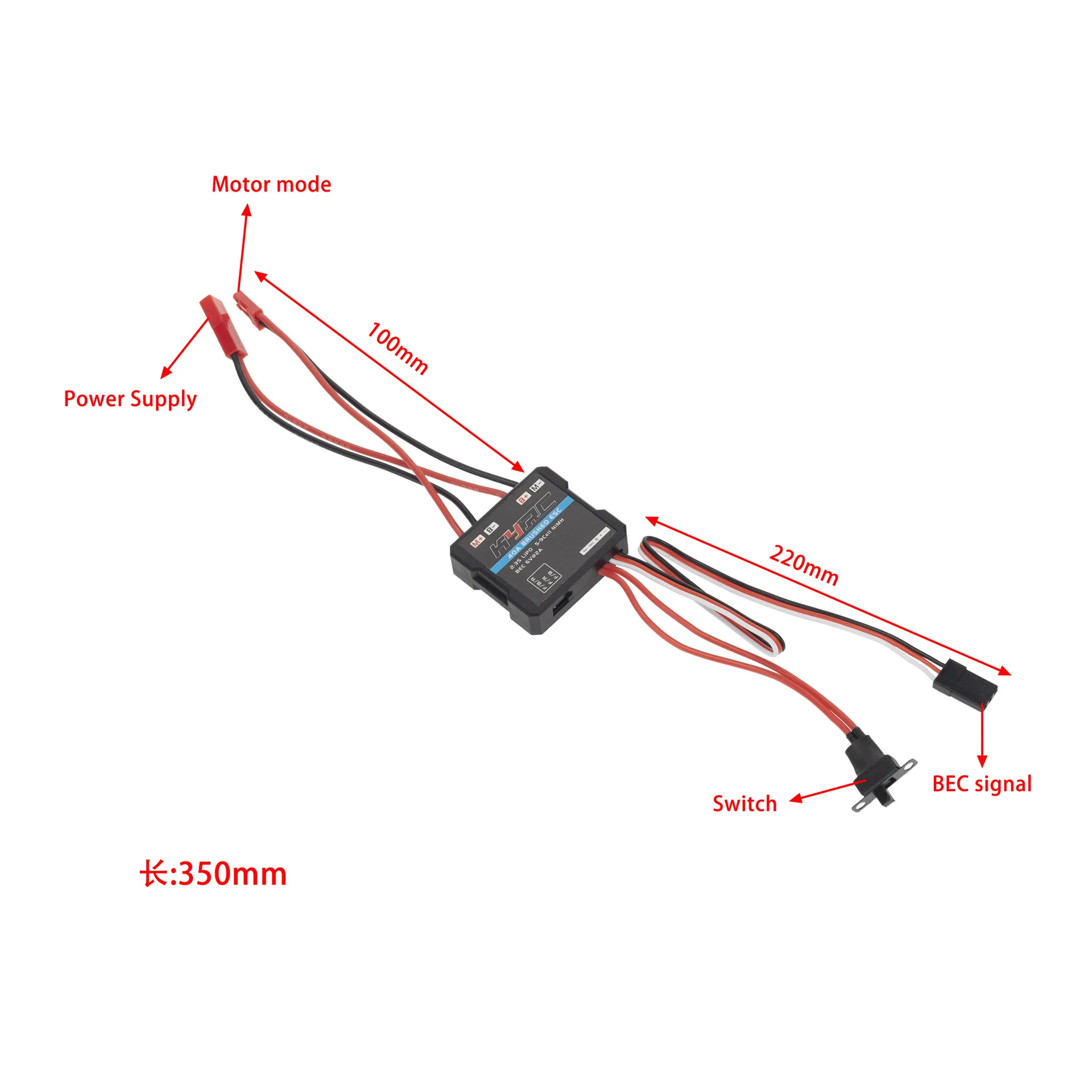 Controlador electrónico de velocidad ESC cepillado 40A, freno de cepillo de 2KHz para WPL C24 C34 MN D90 MN99S MN86S RC,