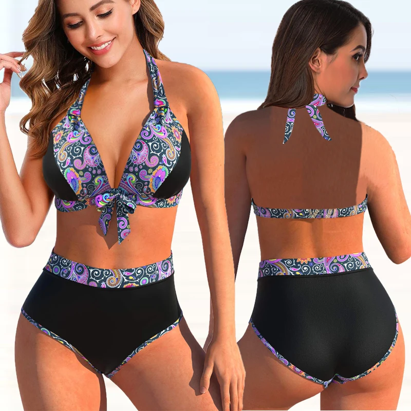 

2022 women sexy two piece bikini set summer large size floral print swimsuit summer beachwear female sexy bath suit XS-6XL