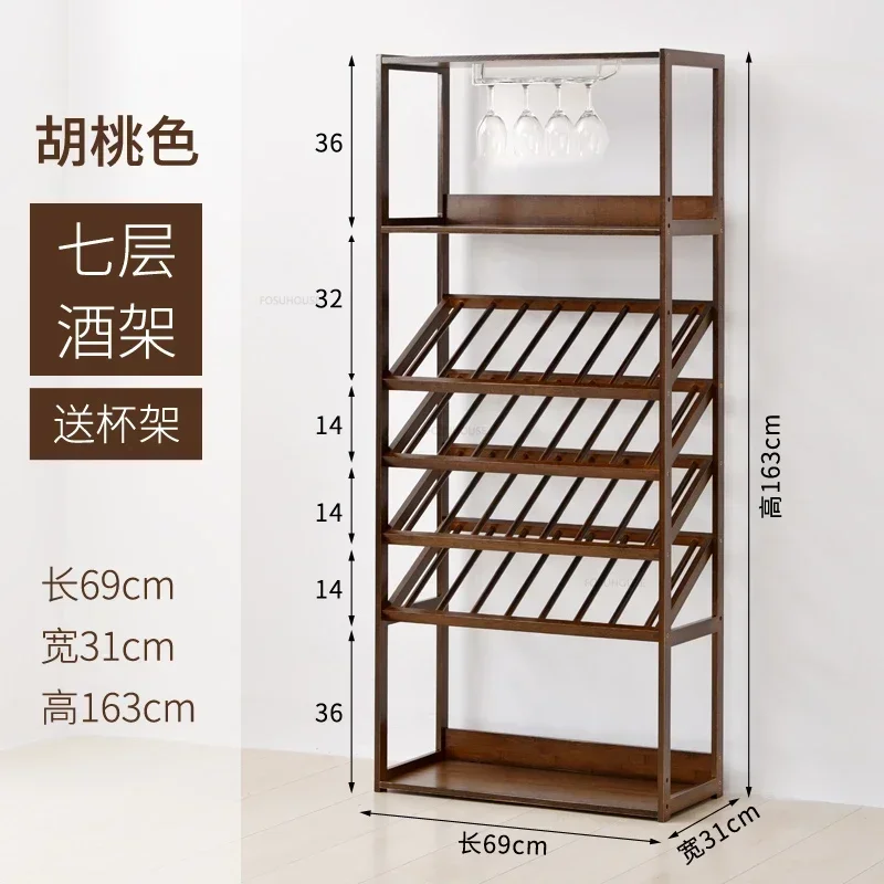Wooden Bar Cabinet Vintage Vertical Drink Display Shelf Kitchen Home Nordic et Wine Rack Standing Gabinete Bar Furniture