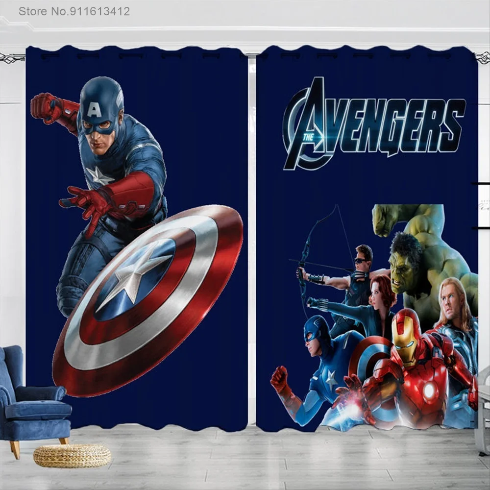 

Disney Avengers Blackout Curtains Windproof and Warm Bedroom Bay Window Winter Thickening Can Be Customized Small Short Curtains