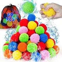 60 Pcs Cotton Water Balls Reusable Water Balloons for Kids Outdoor Games Toy Summer Water Bombs Play Splash Balls for Pool Beach 1