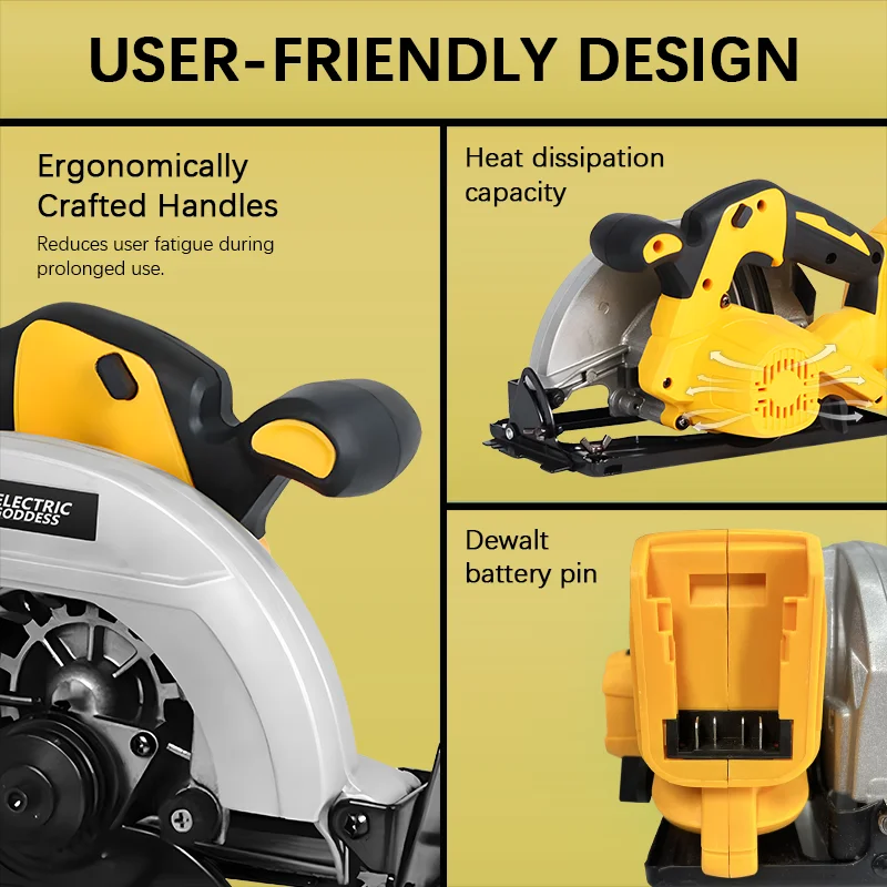 5000R/MIN 7-inch cordless yellow circular saw brushless motor multi-angle cutting suitable for 20V DEWALT battery 3