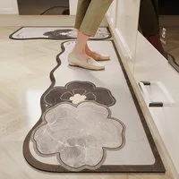 Kitchen Floor Mat Non-slip Oil-proof Carpet Waterproof Leather Pvc Foot Mats Flower Rug Home Decoration Dirt-resistant 주방 카펫 2
