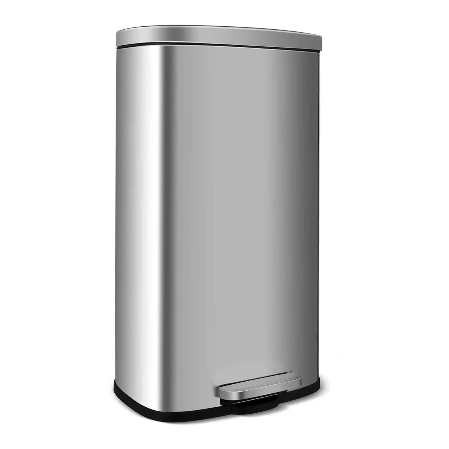 Homfa 30L Stainless Steel Step Trash Can Kitchen Garbage Can W/ Soft Close, Black,White, Silver, Gray, Red