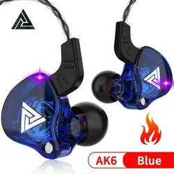 Premium Copper Driver HiFi Wired Earbuds with Mic - Enhanced Bass Stereo Sound (AK6-Blue)
