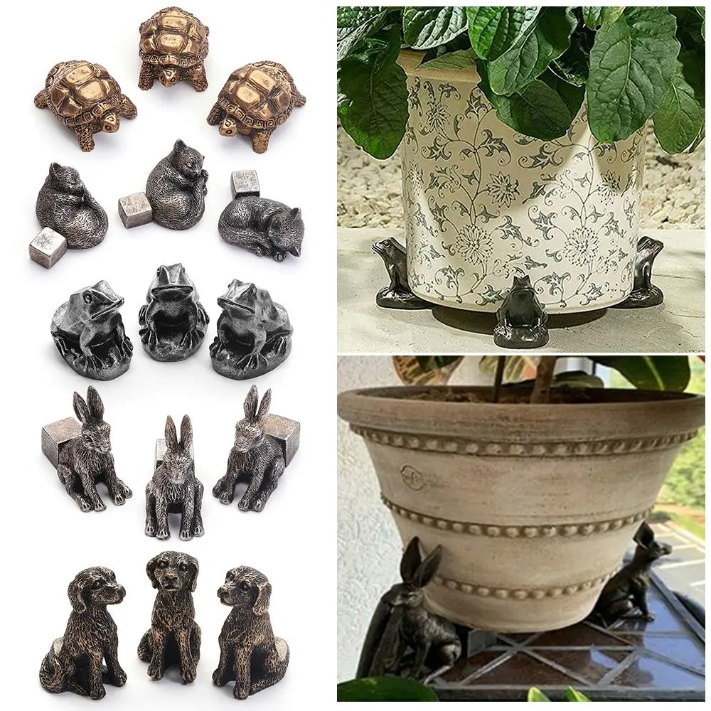 3PcsGardenDecorAnimalResinOutdoorFlowerPotSupportPlantPot