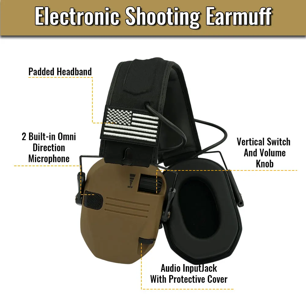 Electronic Shooting Headset Headphones for Hearing Protection Ear Protect Noise Reduction Active Hunting Tactical Earmuff