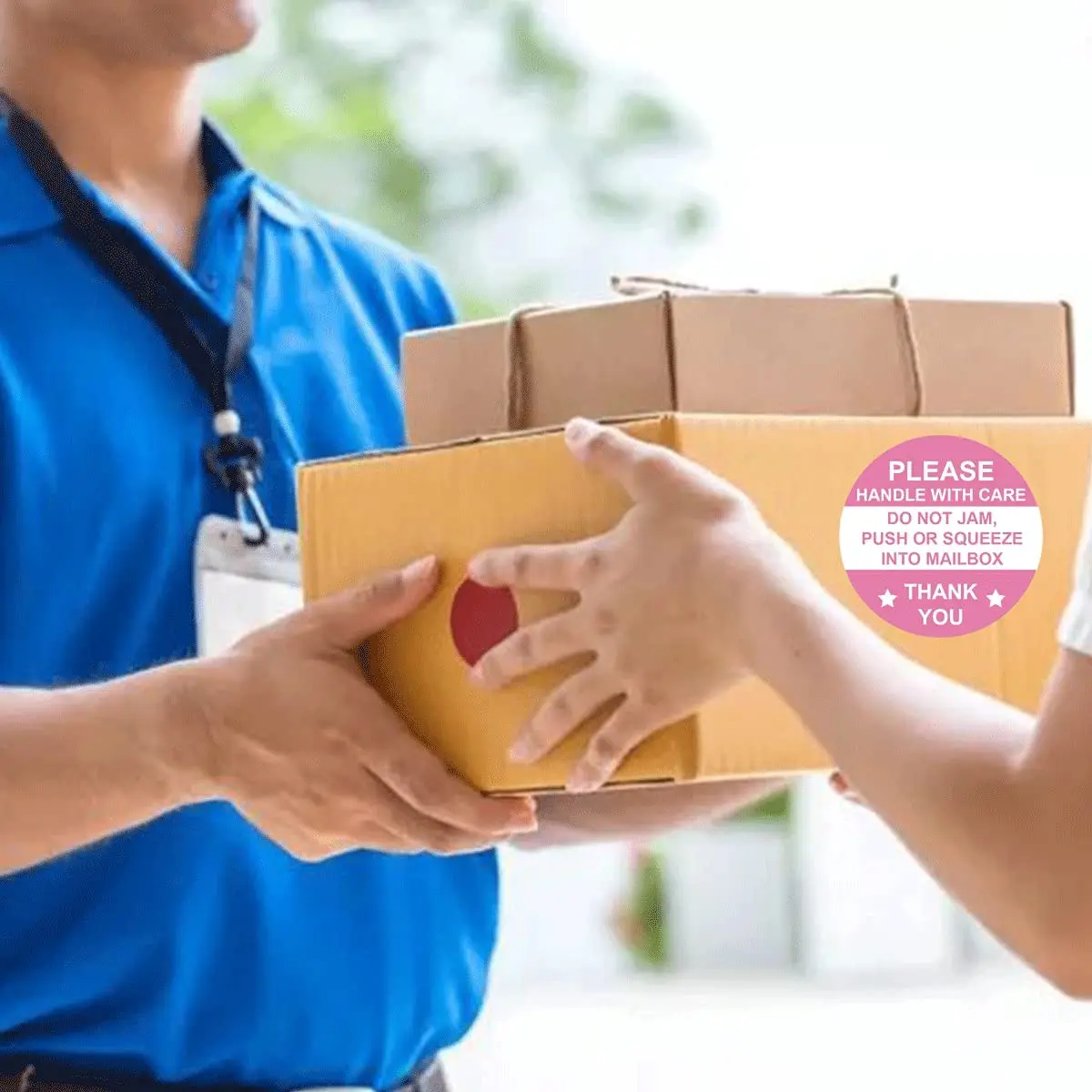 2 Inch Round Pink "Do Not Jam Push or Squeeze into Mailbox" Stickers 500 Pcs Handle with Care Fragile Warning Shipping Labels