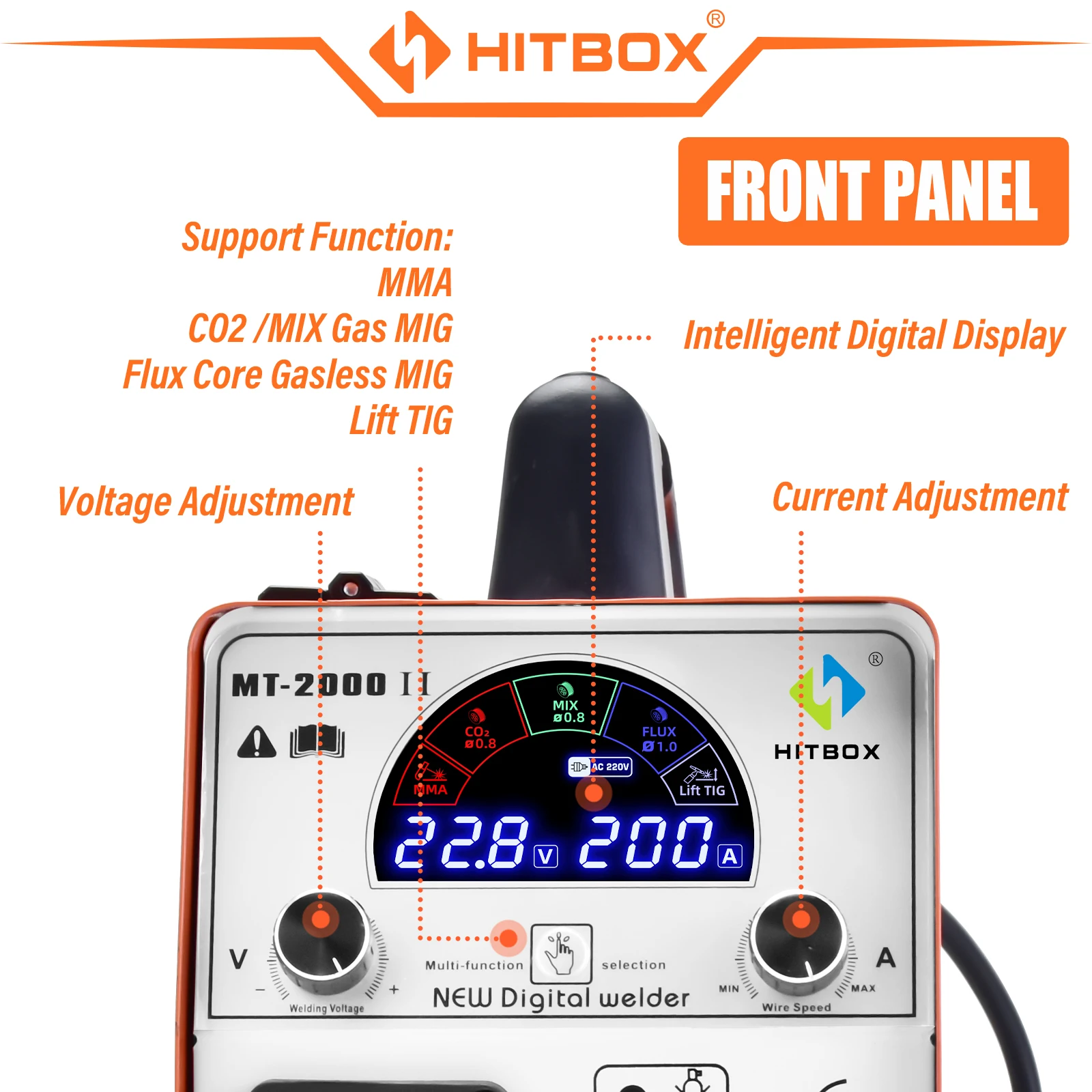 HITBOX MIG Welding Machine MT2000II MIG Gasless  CO2 Gas Shielded 4 in 1  Welding Machine Single Voltage 220V～240V MMA Lift TIG 3