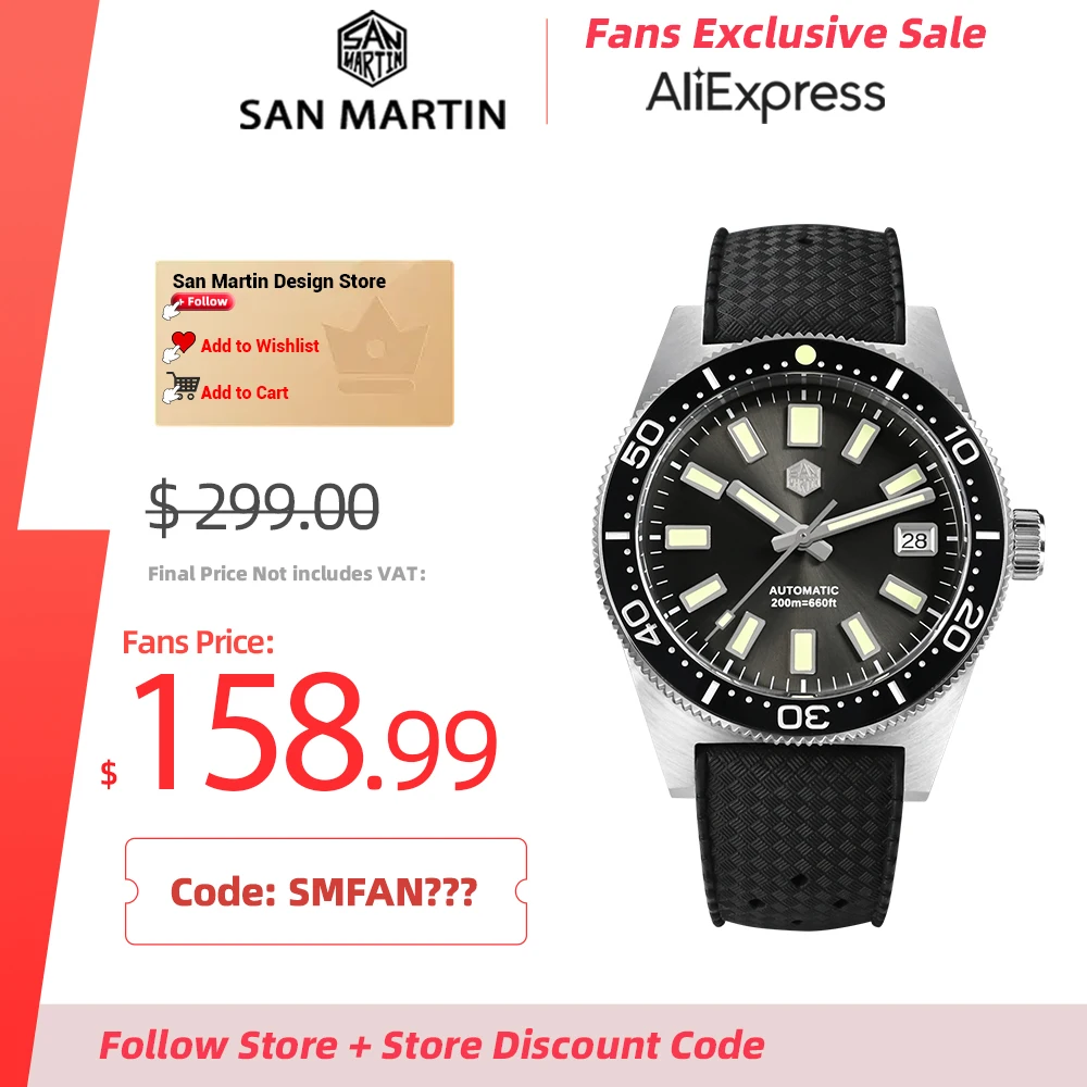 San Martin 62Mas Orologio Subacqueo 39Mm Giappone Nh35 Orologi Meccanici Automatici Per Uomo Zaffiro Impermeabile 20Bar Luminoso Sn0007B