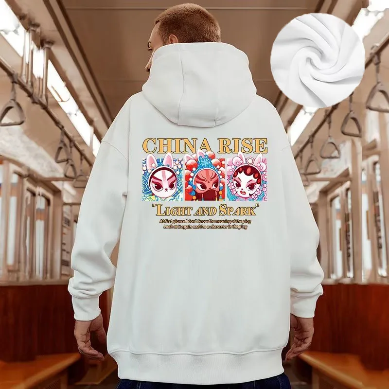 Hooded Sweater Men's Trendy Brand Large Size M-8XL Men's Autumn And Winter Style Plush And Thick Fat Hip-hop Pullover Jacket