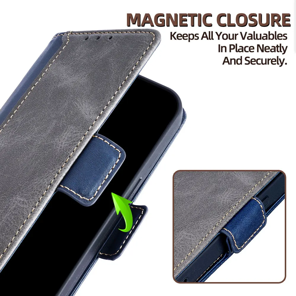 Premium Business Leather Flip Case with Card Slots and Magnetic Closure