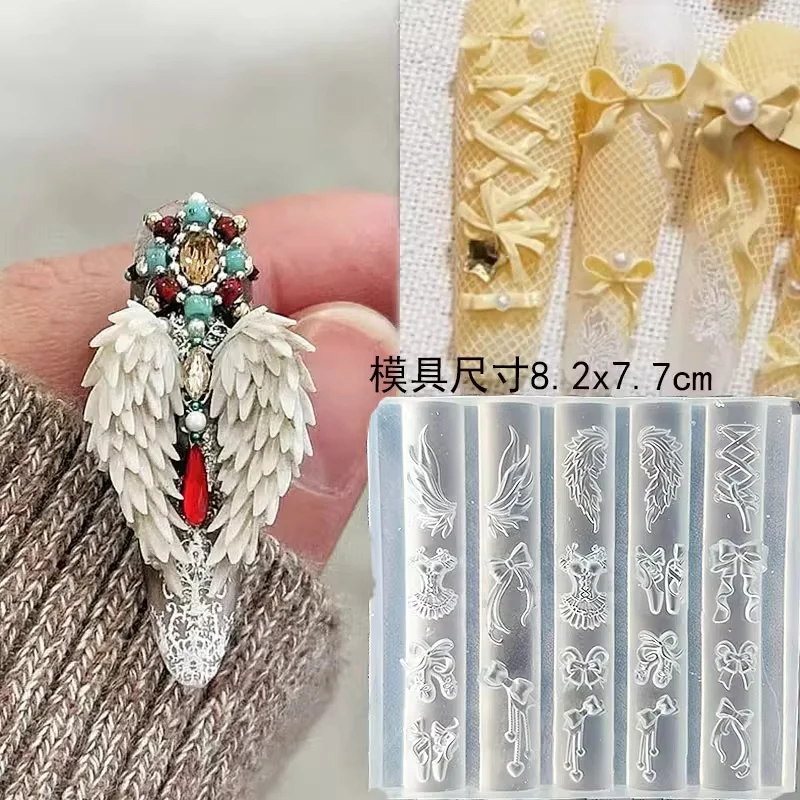 1개 천사 날개 나비 뱀 다이아몬드 3D 아크릴 몰드 네일 아트 장식 네일 DIY 디자인 실리콘 네일 템플릿 네일 몰드
