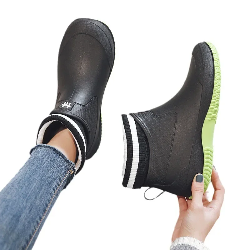 

Женские резиновые красочные ботильоны унисекс, дождевые ботинки, сезон весна-осень, женские водонепроницаемые слипоны, обувь для дождя