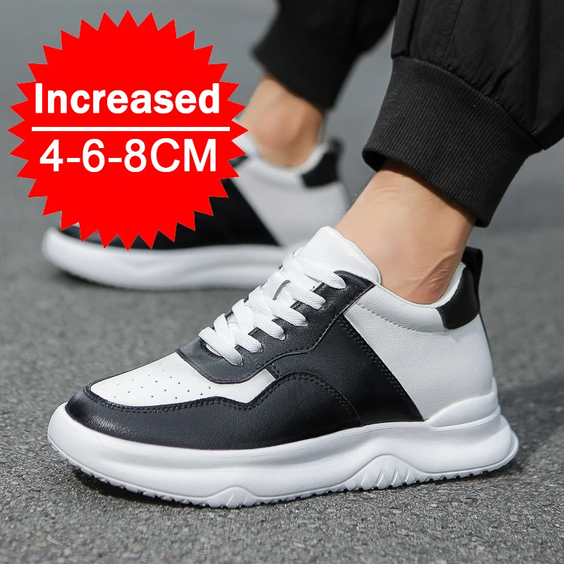 

Men Height Increasing Shoes 8cm Casual Shoes Breathable Sports Shoes Men Invisible Leather Shoes Inner Height 6cm Elevator Shoes