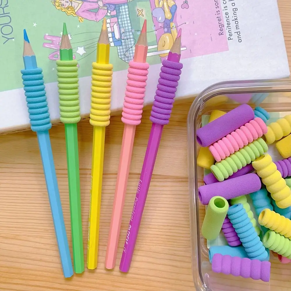 10pcs 손 보호 스폰지 펜 그리퍼 인체 공학적 부드러운 질감 쓰기 보조 그립 미끄럼 방지 펜 그립 학생