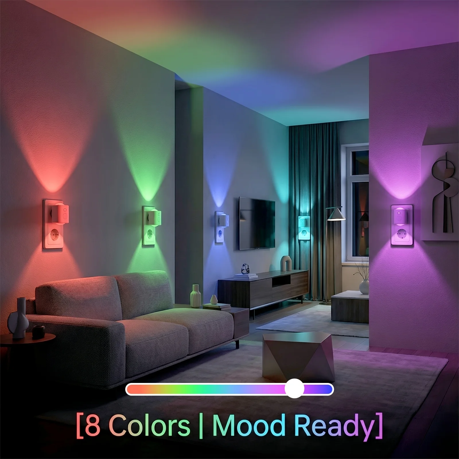 รูปสินค้า ไฟ LED ตรวจจับการเคลื่อนไหว 7 สี ติดผนัง ประหยัดไฟ