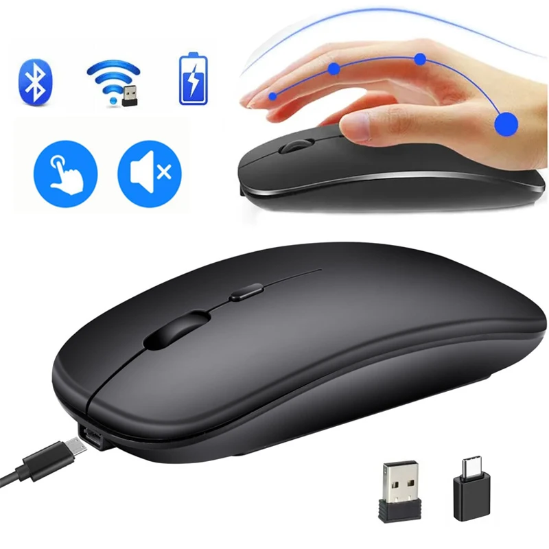 GOOJODOQ RGB 2 IN 1 Wireless Bluetooth Mouse Rechargeable And 2.4G Ultra-thin Si - Foto 3