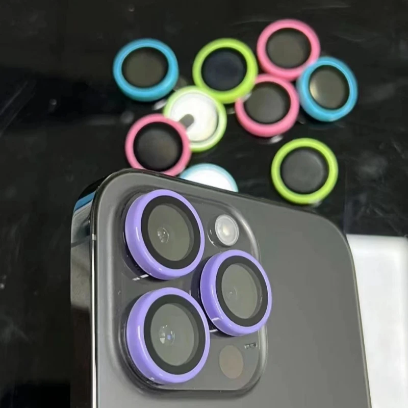 Светящийся протектор камеры для iPhone 15 Pro Max 15Plus полное покрытие металлическое кольцо стекло для iPhone 14Promax 13 12ProMax крышка объектива