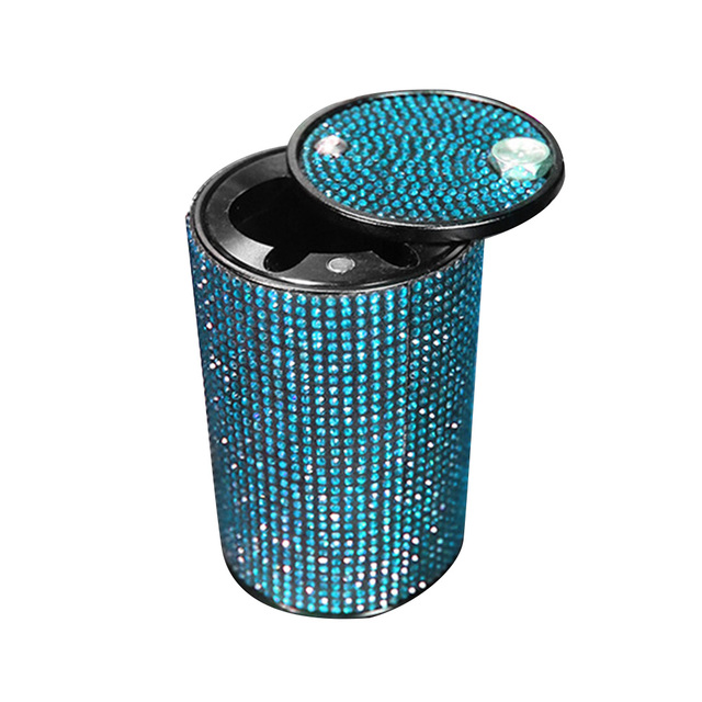 Ashtray Metal Ash Tray for Car Bling Diamond Cigarette Holder with Lid Car Supplies Gifts for Women Car Home Office Decor