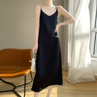 Silk glossy Hanging Suspender Dress With Feminine Temperament, spring And Summer high-end Solid Color Long Skirt 2