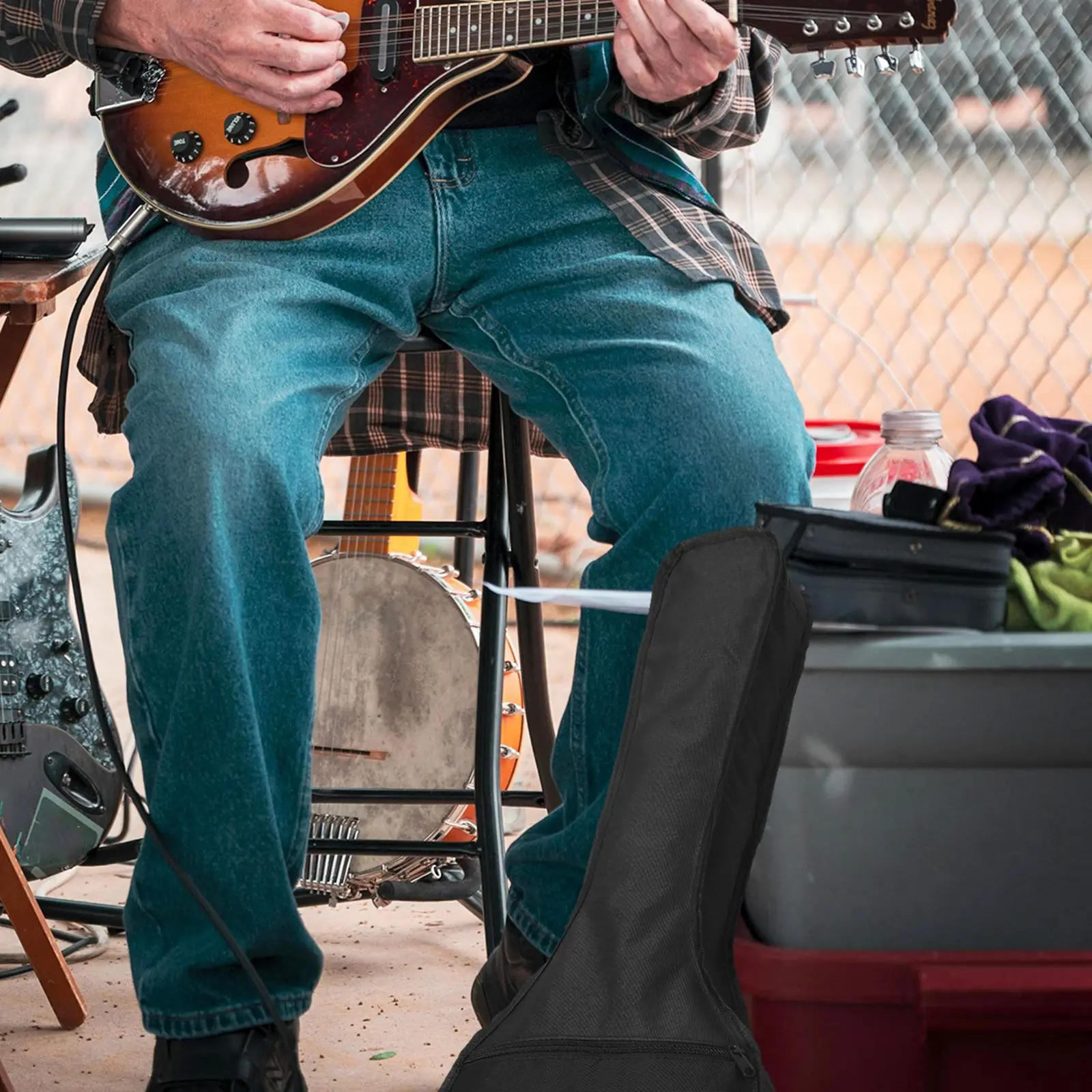Mandolin Storage Bag Oxford Cloth Mandolin Storage Bag Waterproof Oxford Gig Bag Guitar Case Backpack Shockproof Thicken Musical Instrument Case