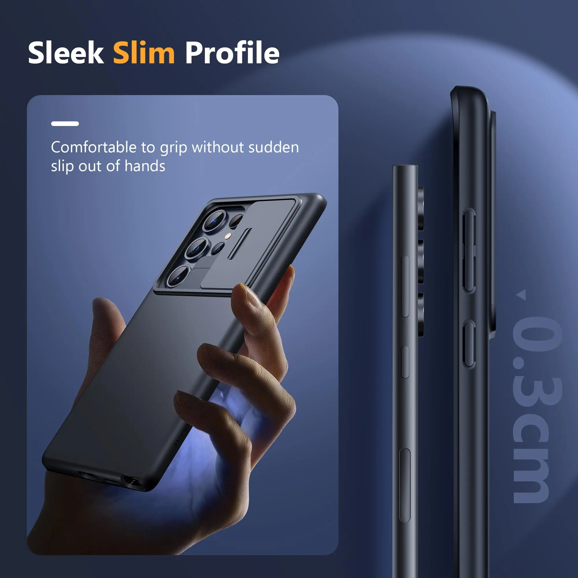 Slim Matte Phone Case with Camera Cover and Military-Grade Drop Protection