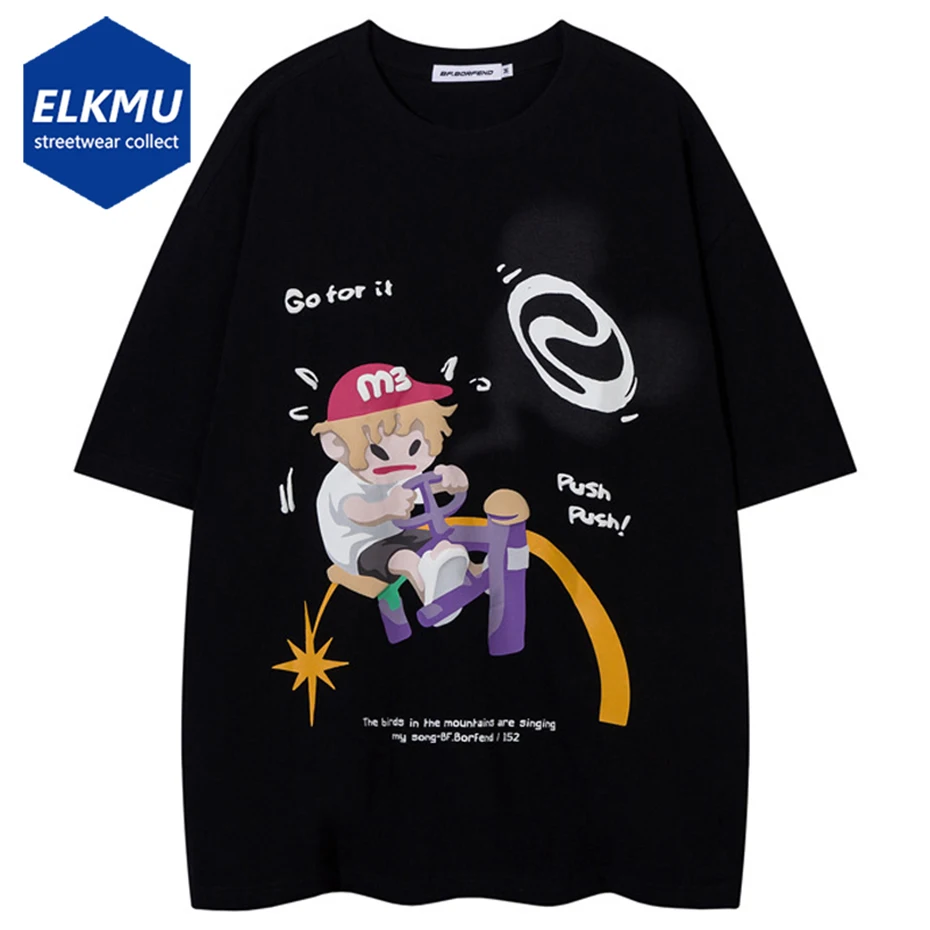 

Футболка в стиле Харадзюку, Свободный Топ в стиле хип-хоп, хлопковая Футболка с принтом и коротким рукавом, Повседневная рубашка черного и белого цвета, Y2K