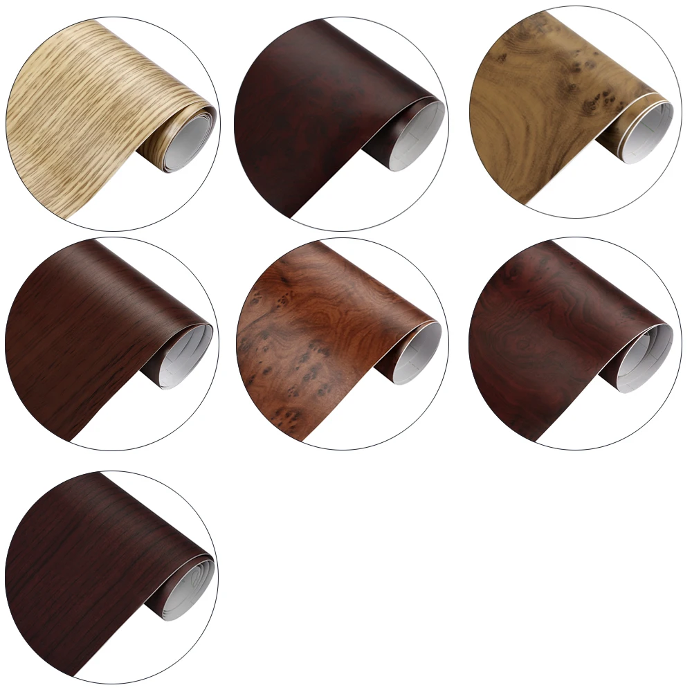 Wood grain vinyl wrap film on car dashboard