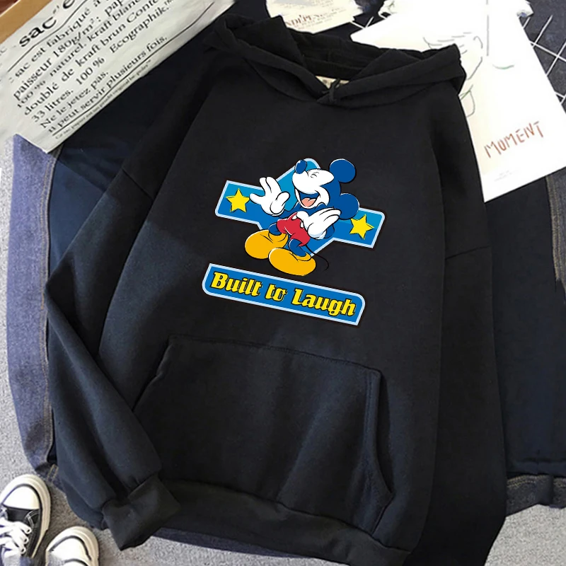 

New Mickey Mouse Print Women Hoodies Cartoon Summer Top Ladies Black Hoodie Graphic Female Tee Hoodie Disney Womens Clothing