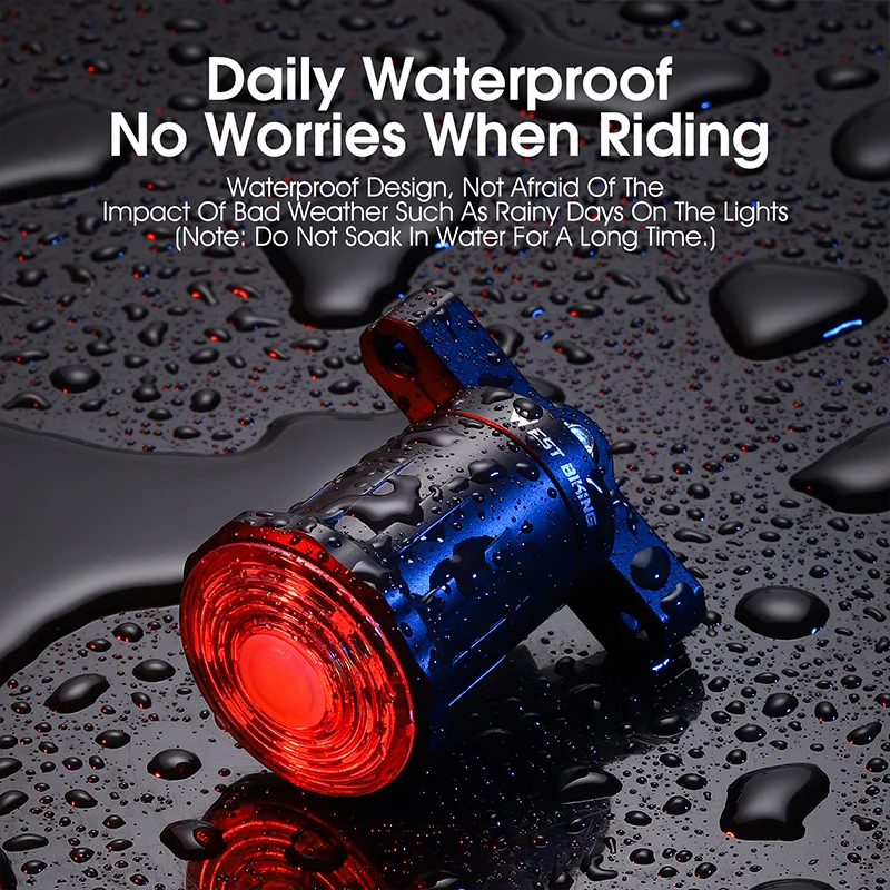 WEST BIKING Colorful Bike Taillight Smart Brake Sensor Tail Light USB Charging Mini Portable Bicycle Rear Light Bike Accessories