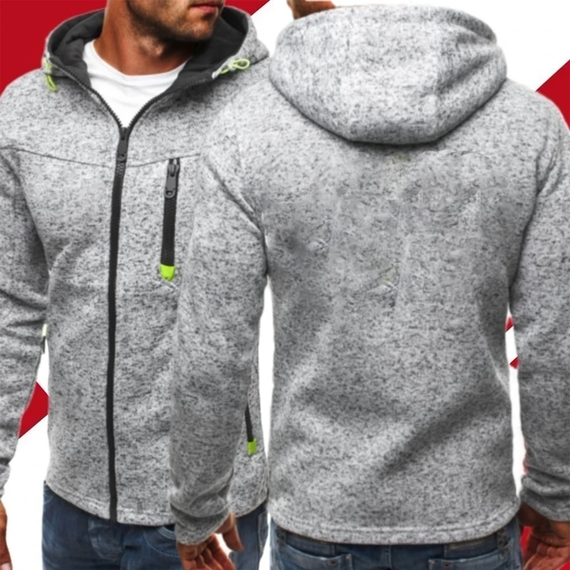 Hoodies Men Sports Casual Wear Zipper Fashion Fleece Jacket Fall Sweatshirts Autumn Coat Hooded Cardigan