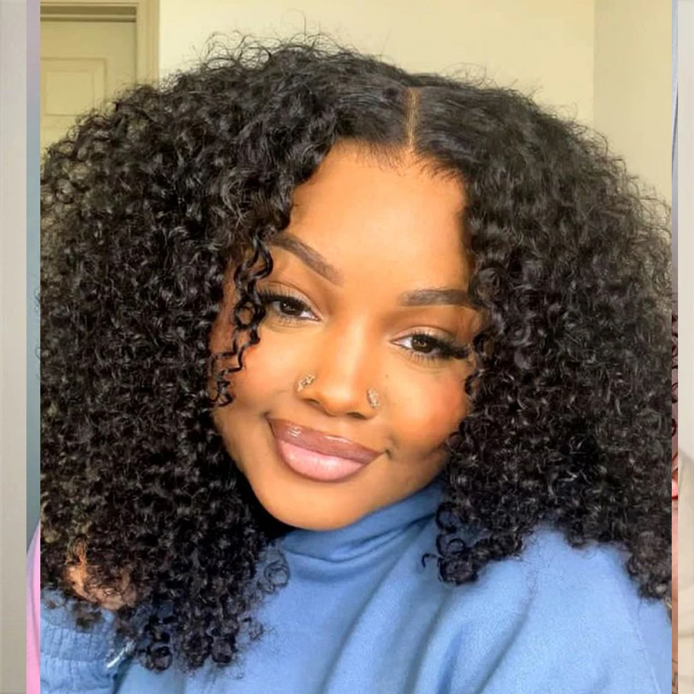 100 グラム/PC モンゴルアフロ変態カーリー人毛バンドル 1/3PC セット