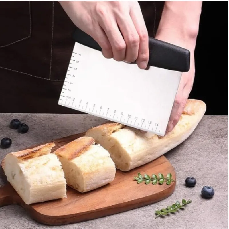 Stainless Steel Scraper & Chopper Kitchen Pastry Metal Dough Cutter Icing Smoother Cake Decorating Scraper Dough Chopper