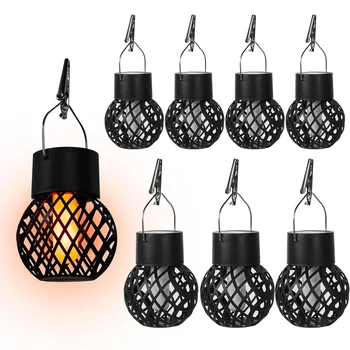1-6 pz LED esterno effetto fiamma lanterna appesa fuori impermeabile decorazione del giardino lampada solare fata luce per Patio giardino cortile 1
