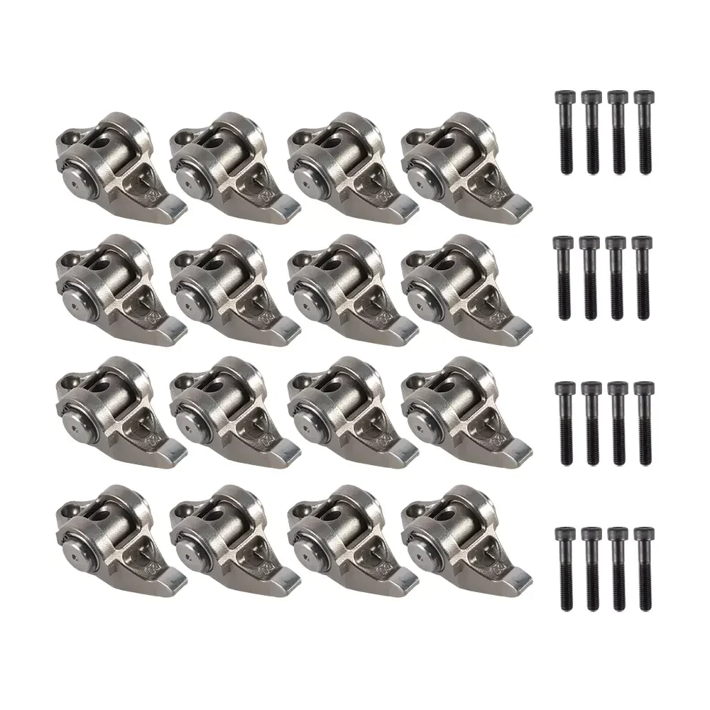 Engine Rocker Arms with Trunion Kit Fit 4.8 5.3 5.7 6.0 6.2L V8 For Cadillac Escalade Chevy Avalanche 4.8 5.3 5.7 6.0 6.2L 97-17