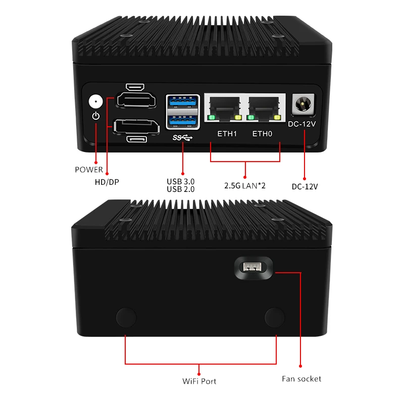 Kingnovy Mini PC Fanless 12th Gen Intel N100 DDR5 Pocket mini Desktop 2xi226-V 2.5G LAN pfSense Firewall computer Proxmox ESXi 4
