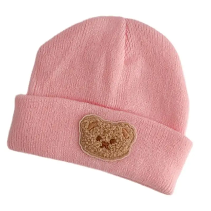 Baby Hat Autumn Winter Cartoon Knitted Warm Bonnet Caps Solid Color Breathable