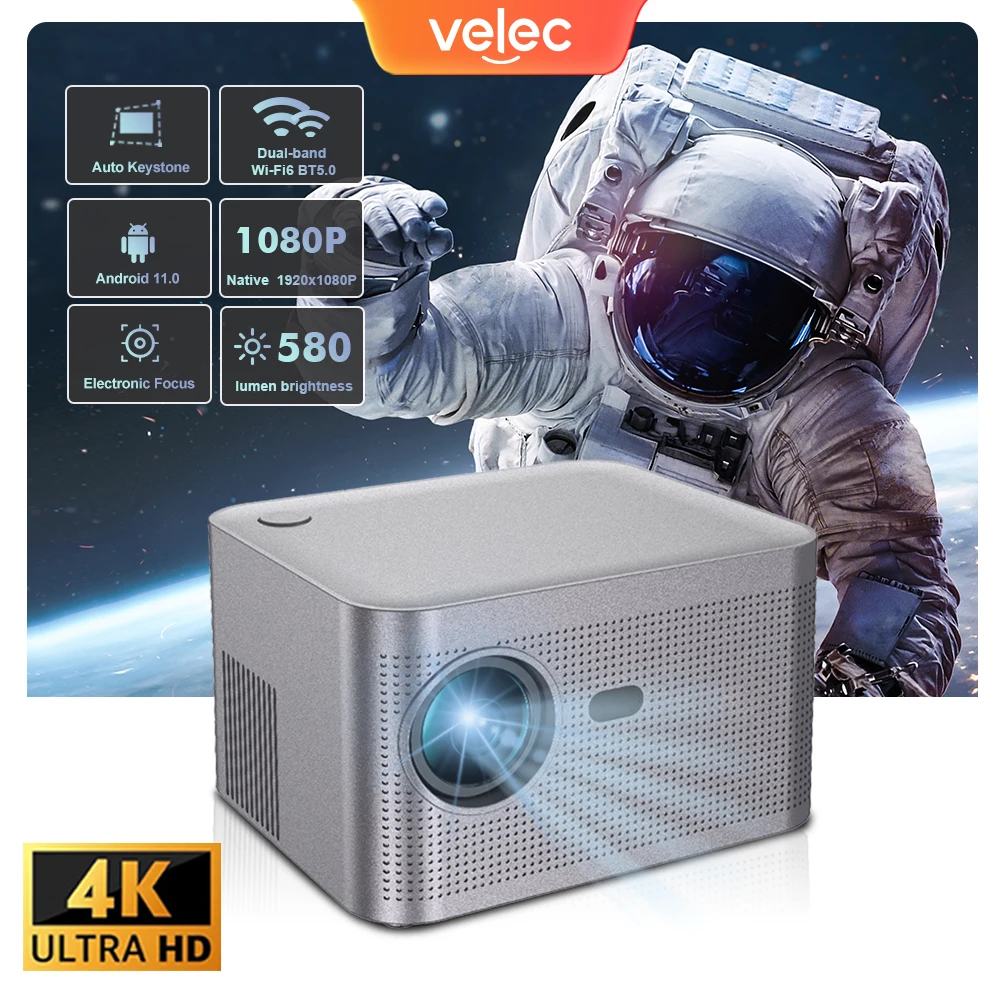 HY350 Smart Projector 4K Android 11 1920*1080P Wifi6 580ANSI Voice Control BT5.0 1080P Home Cinema Projetor Meeting Video Movie