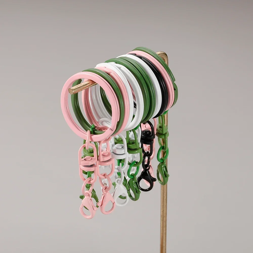 100pcs Metal Colorful Keyring Keychain Split Rings Key Ring Lobster Clasp Key Pendant Chains Keychains Climbing Buckle Carabiner