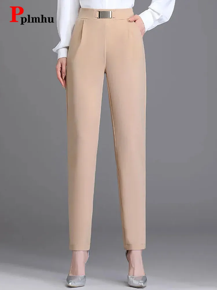 

Casual High Waist Office Harem Pants New Women Thin Ankle-length Pencil Pantalone Korean Elegant Formal Oversize 4xl Trousers