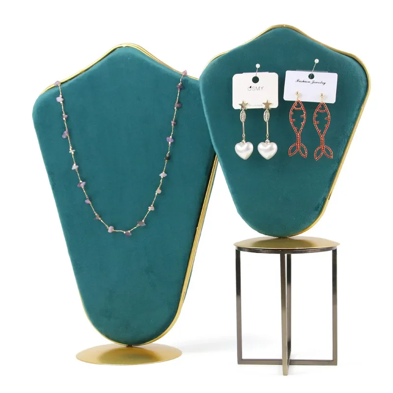 Metal velvet Jewelry Display Stand Necklace Bracelet Shows Shelf Rack Earrings  Ear Studs Storage Holder Props Counter Display