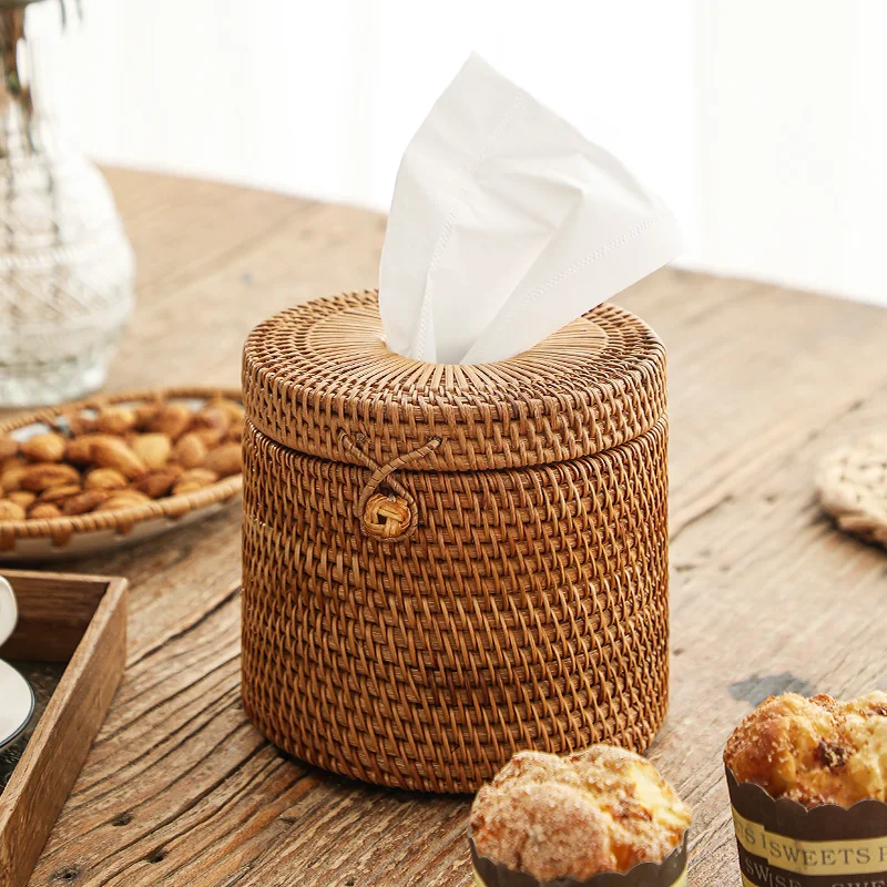 

WHYOU 1piece Rattan Handicraft Woven Tissue Box for Car Antique Noble Paper Case Holder Home Decoration Wedding Gifts
