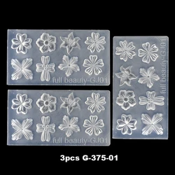 Spring Flower Petals Silicone Nail Art Mold - Floral DIY Manicure Template Stencil Tool (3pcs G - 375 - 01)