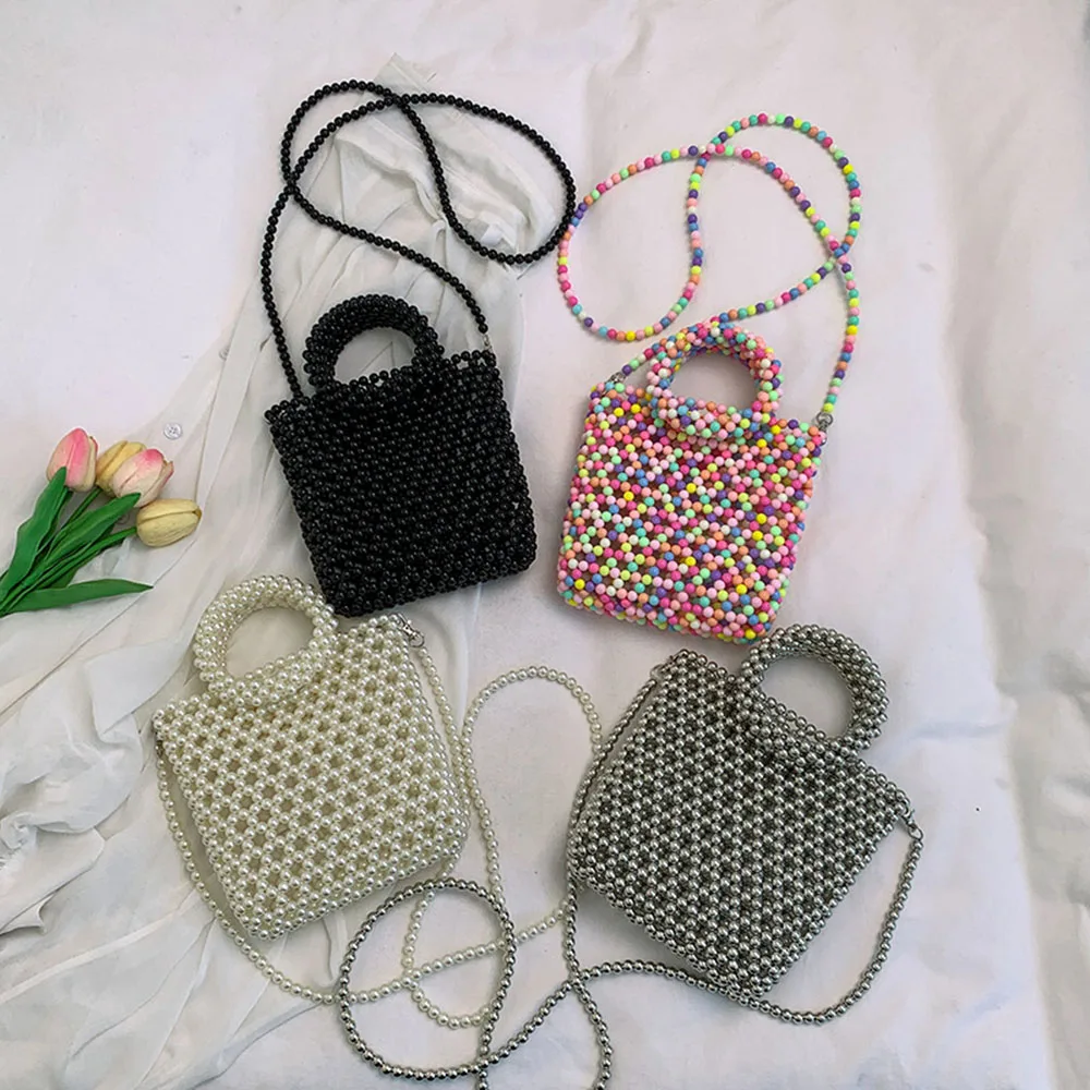 Women's Mini Colorful Beading Handbag 2025 Summer New Sweet