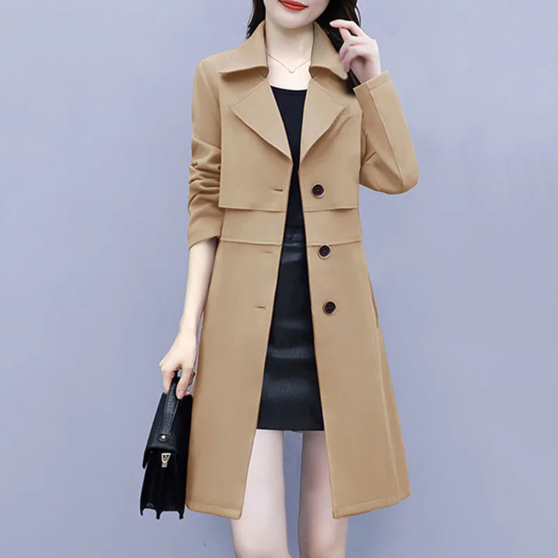 Women Windbreaker Coat 2022 New Spring Autumn Outerwear  Female Overcoat Fashion Plus Size Loose Medium Long Leisure Trench Coat womens parka coat Coats & Jackets