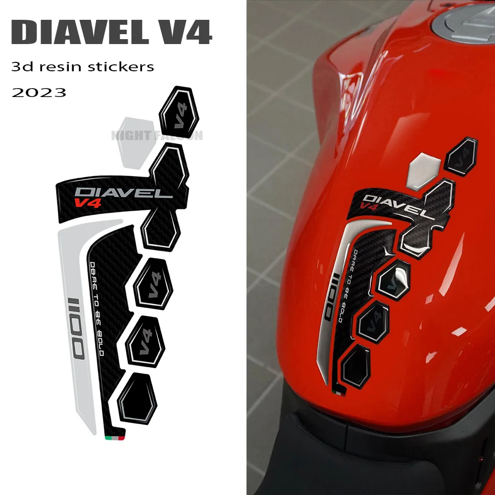 

Аксессуары для мотоциклов Ducati Diavel V4 2023, протектор танка, 3D набор эпоксидных наклеек из эпоксидной смолы