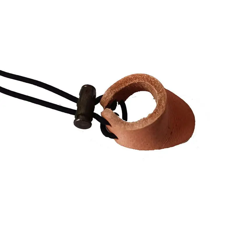 Leather Archery Finger Guard Ergonomic Archery Pull Arrow Finger Tip Protector Thumb Ring Tab Guard for Hunting Shooting