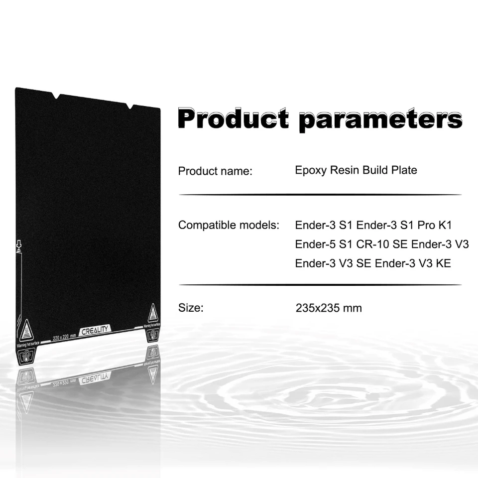 Creality Plaque Construction En Résine Époxy Pour K1, Imprimante 3D Double Face Avec Revêtement Particules Résine Époxy, Plate-forme Lit Pour K1, K1C, Ender 3 S1, Ender 3 V3/KE/SE, Ender 5 S1